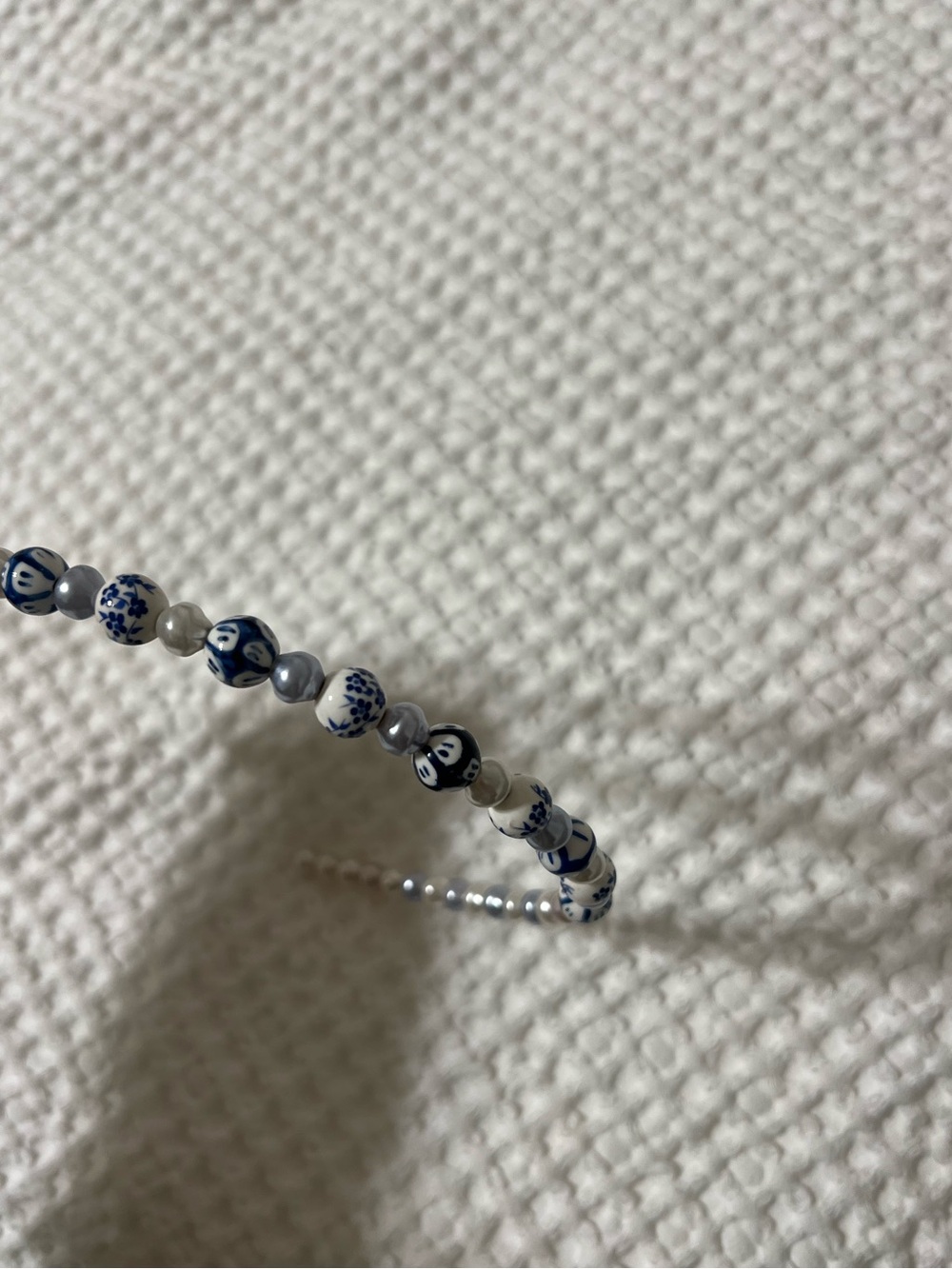 Delicate Blue and White Beaded Headband